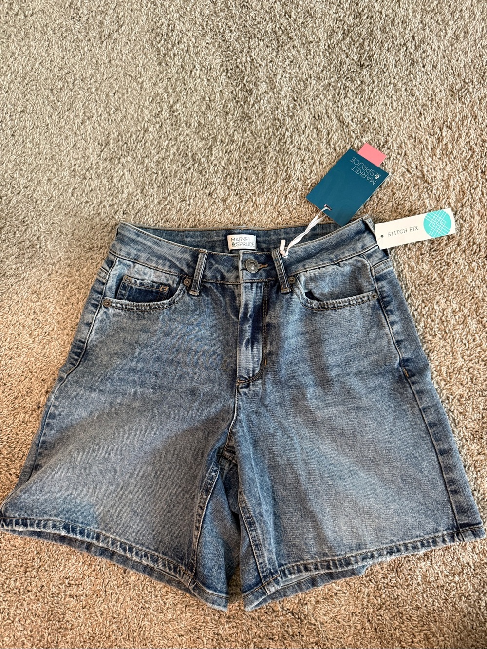 Market & Spruce Light Blue High-Rise Denim Shorts